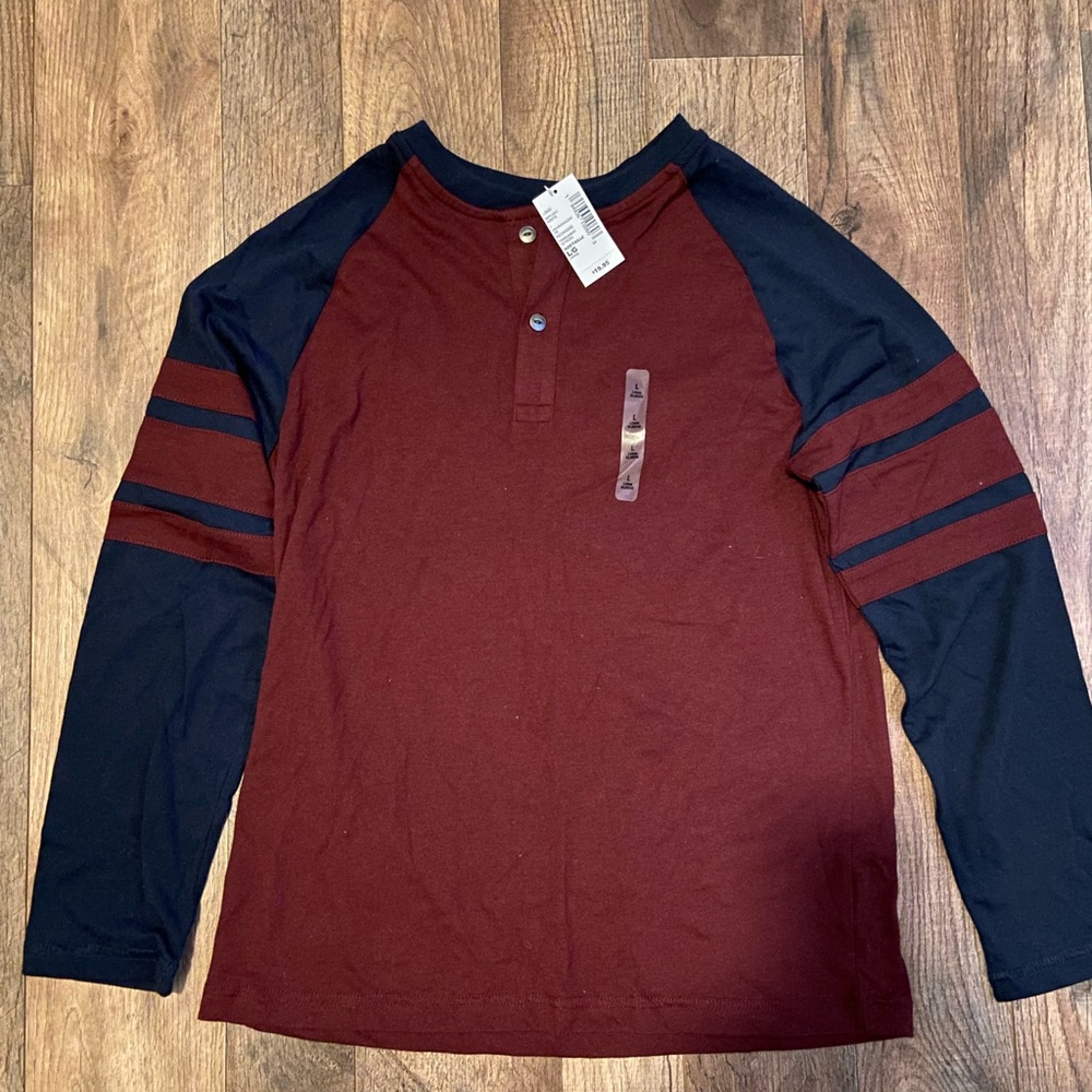 Boys long sleeve button shirt.